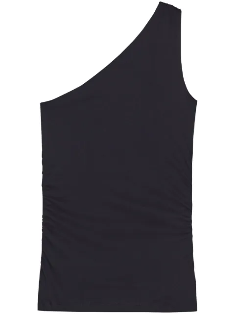 Closed one-shoulder organic-cotton tank top