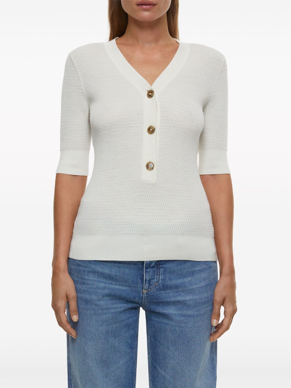 Shop Closed V-neck Wool Knitted Top In 218
