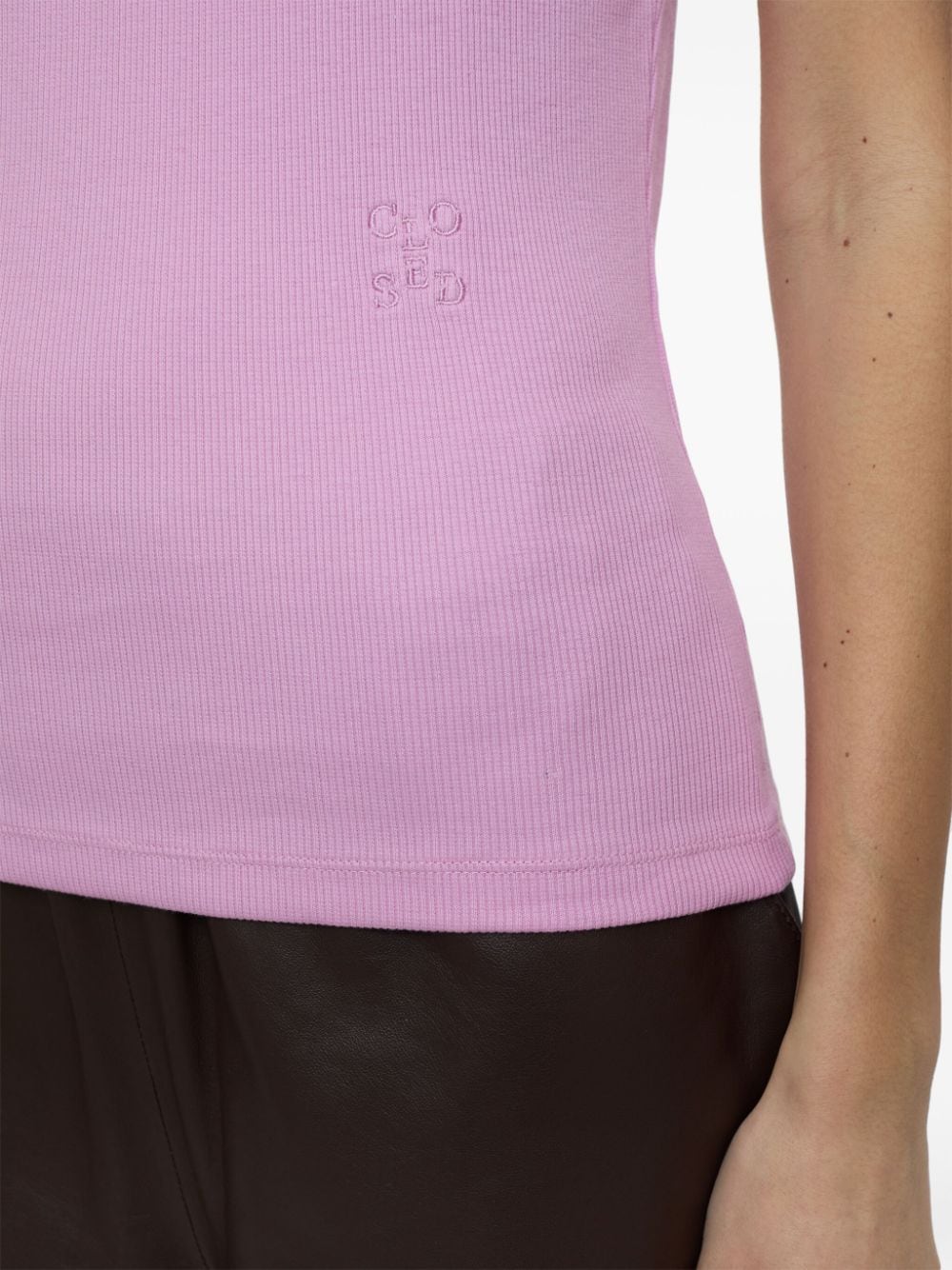 Shop Closed Racer Fine-ribbed Tank Top In Pink