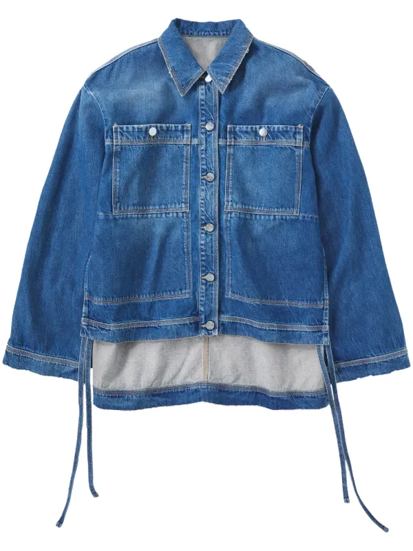 Closed drawstring hem Denim Jacket Blue FARFETCH CA
