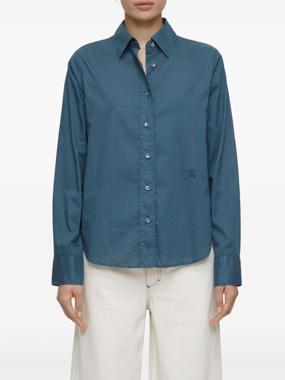 Shop Closed Logo-embroidered Cotton Shirt In Blue