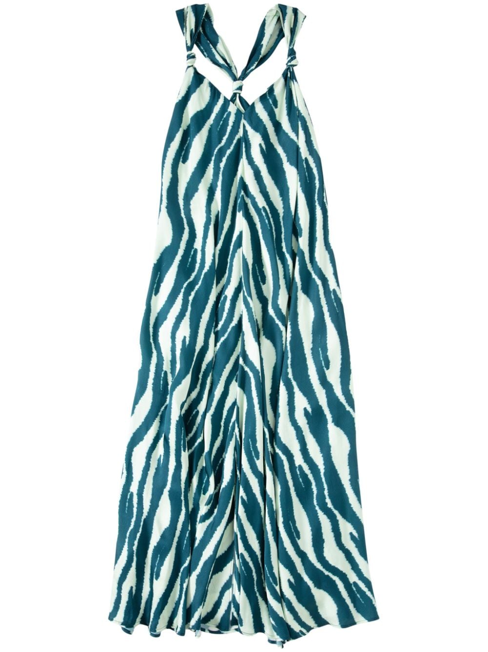 Closed Maxi Dress Knotted Straps In Green