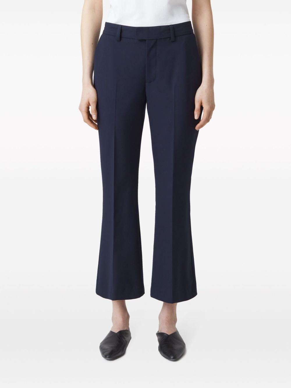 Shop Closed Wharton Cropped Flared Trousers In Brown
