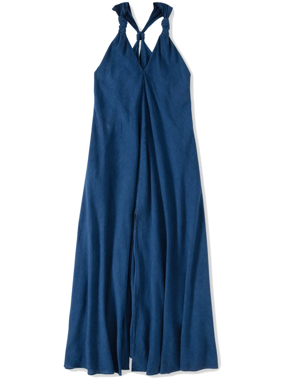 Closed Maxi-jurk met V-hals Blauw