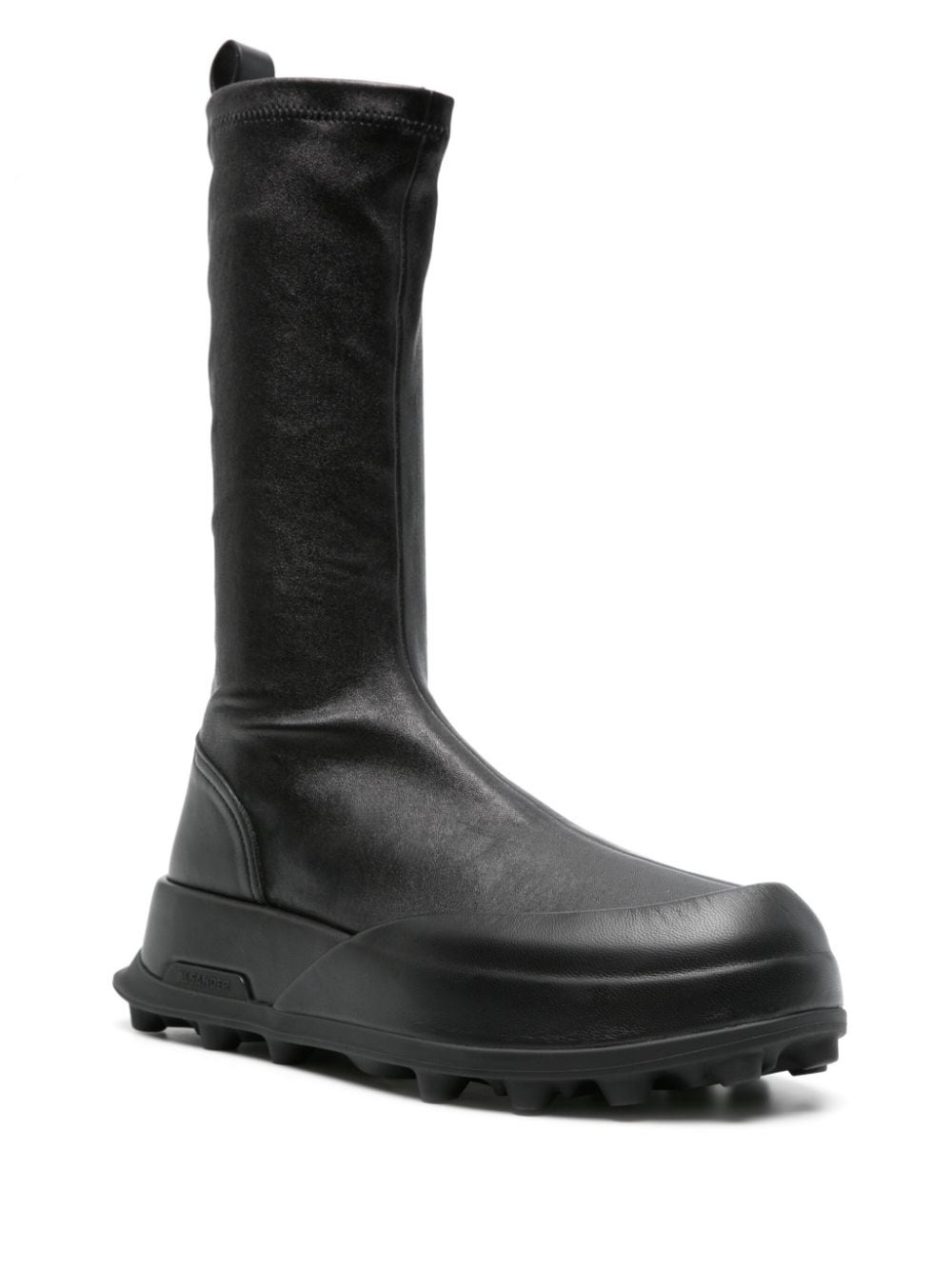 Shop Jil Sander Leather Platform Boots In Black