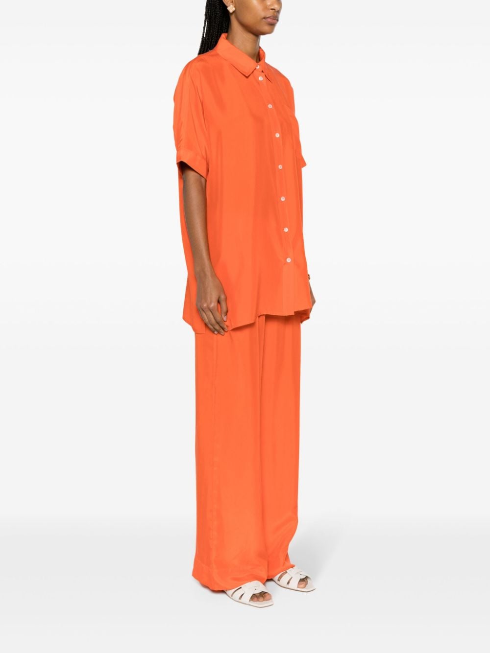 Shop P.a.r.o.s.h Short-sleeve Silk Shirt In Orange