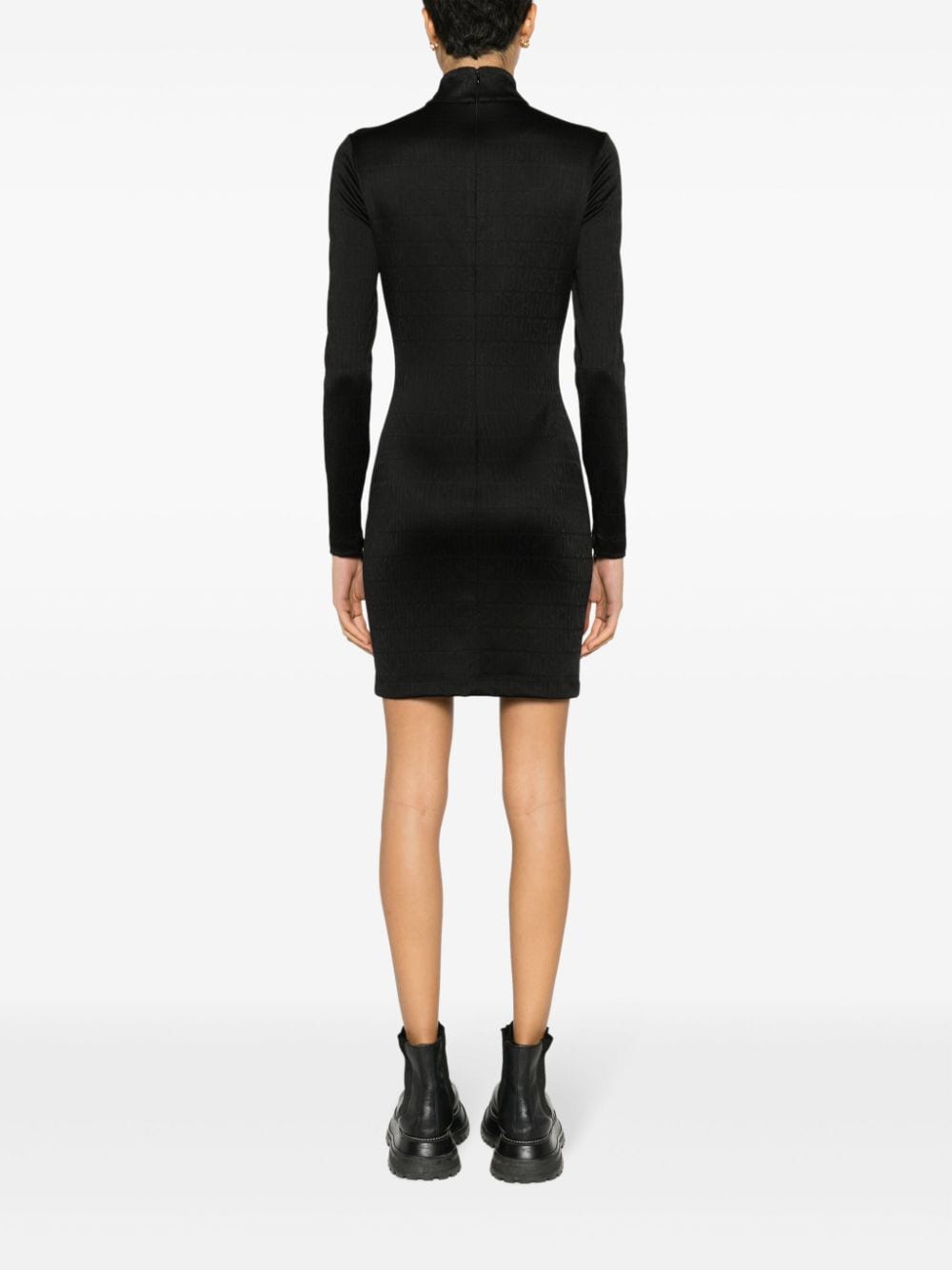 Shop Moschino Monogram-jacquard Minidress In Black