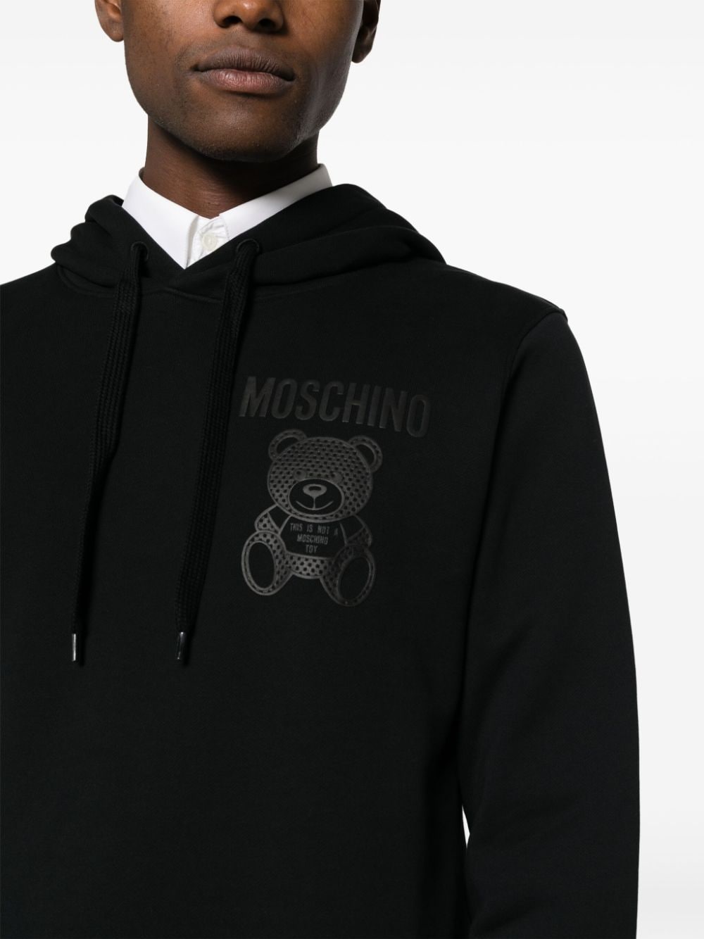 Shop Moschino Teddy Bear-print Cotton Hoodie In Black