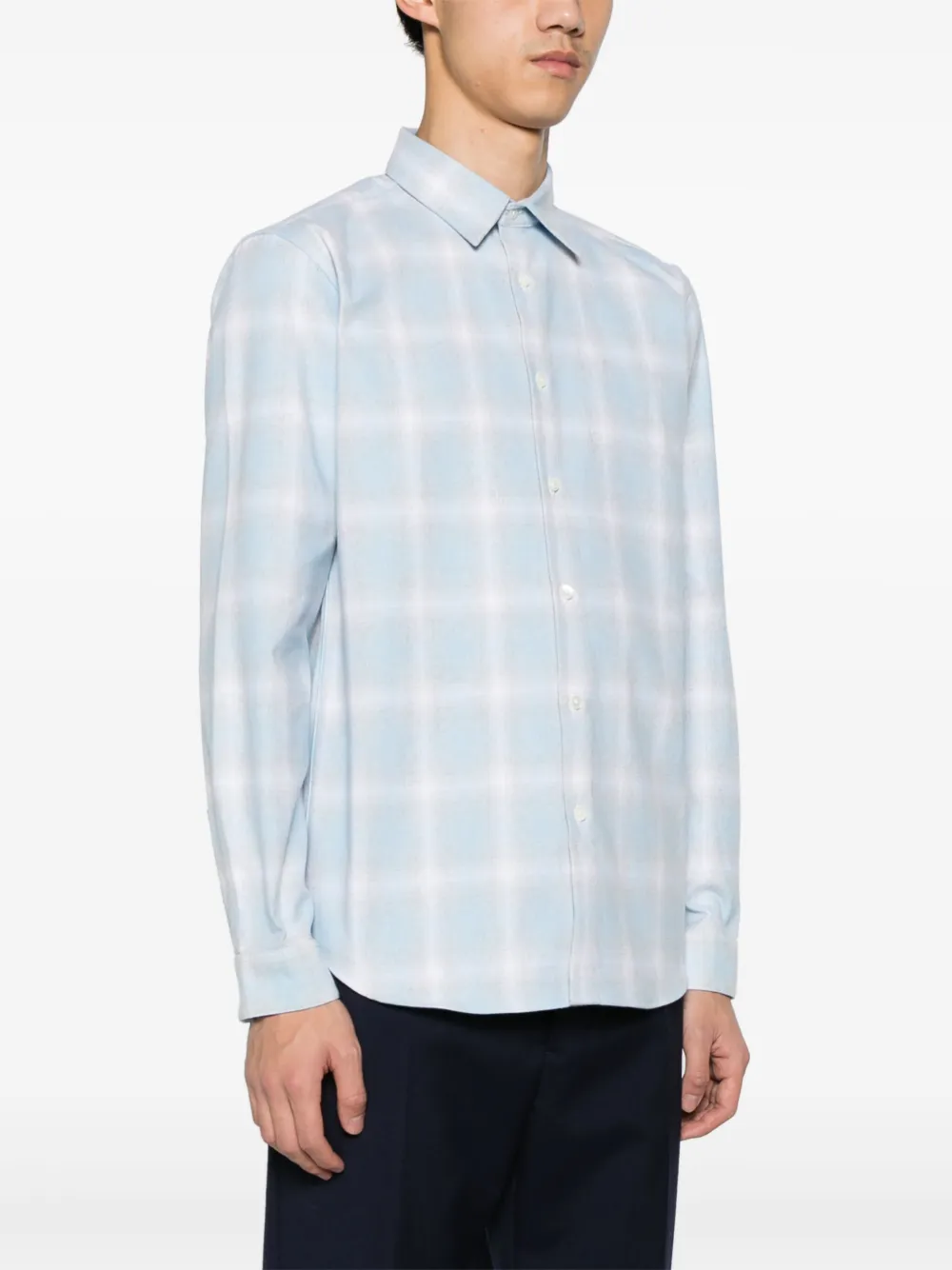 Shop Theory Irving Checked Flannel Shirt In Blue