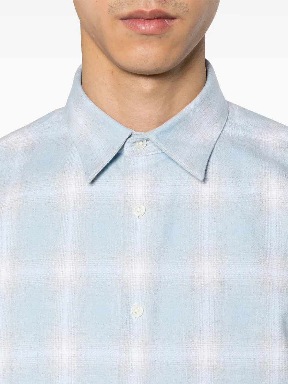 Shop Theory Irving Checked Flannel Shirt In Blue