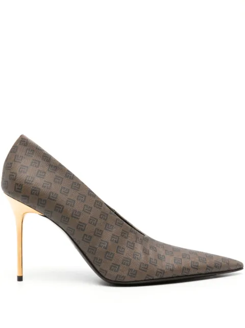 Balmain 100mm mini monogram-print pumps