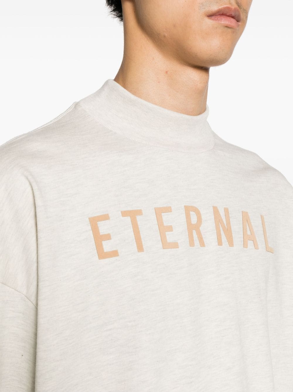 Shop Fear Of God Ls Flocked-motif Long-sleeve T-shirt In Grey