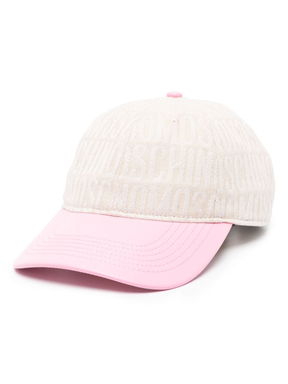 Moschino Logo-embroidered Cotton Cap In 2006 Beige / Pink