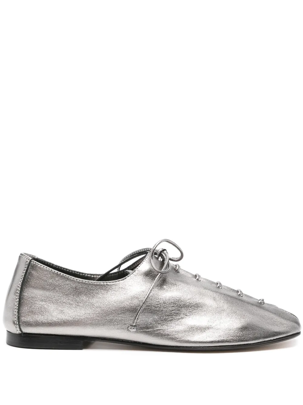 Hereu Plegada Lace-up Ballerina Shoes In Silver