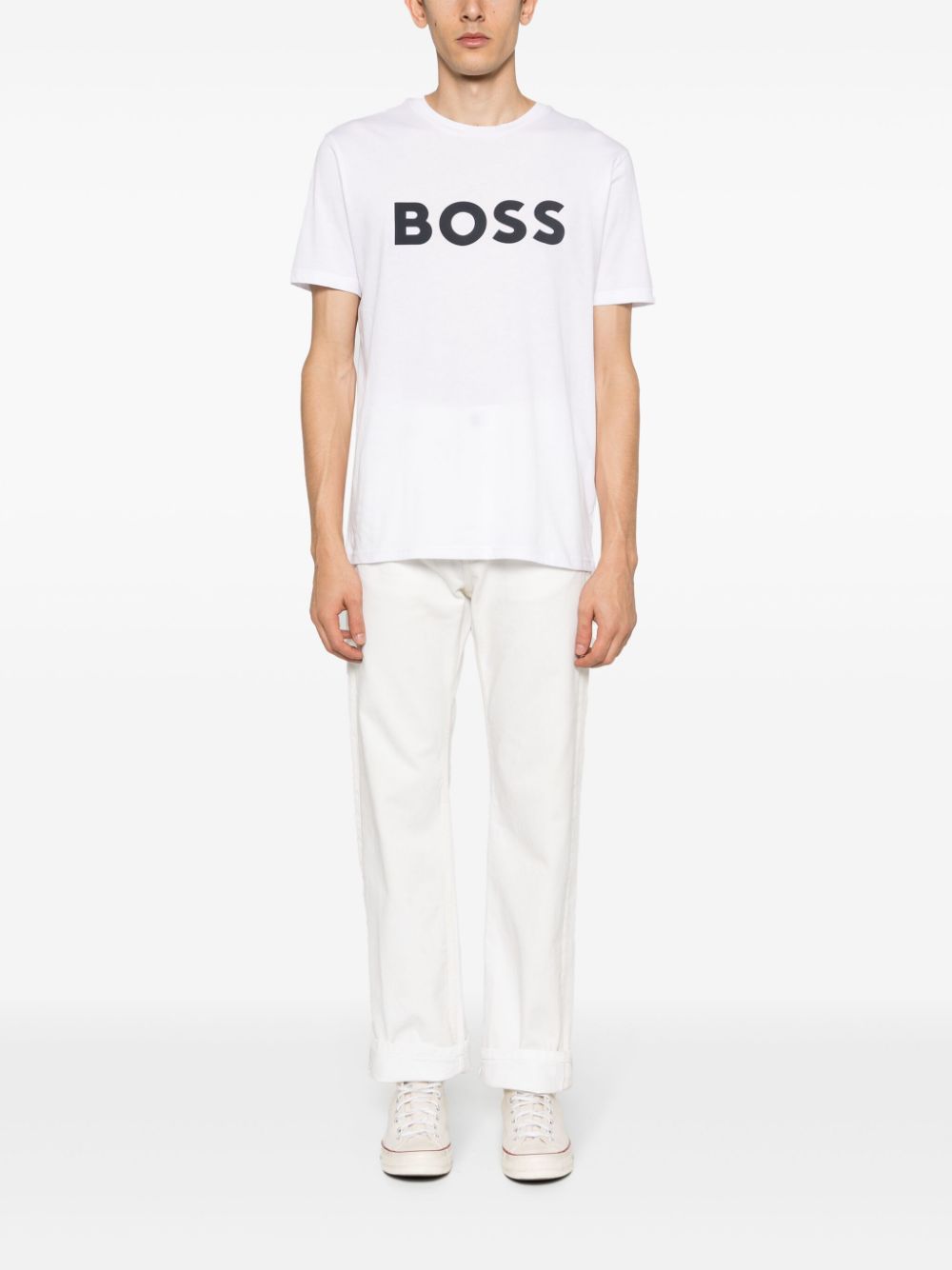 BOSS logo-print cotton T-shirt - Wit