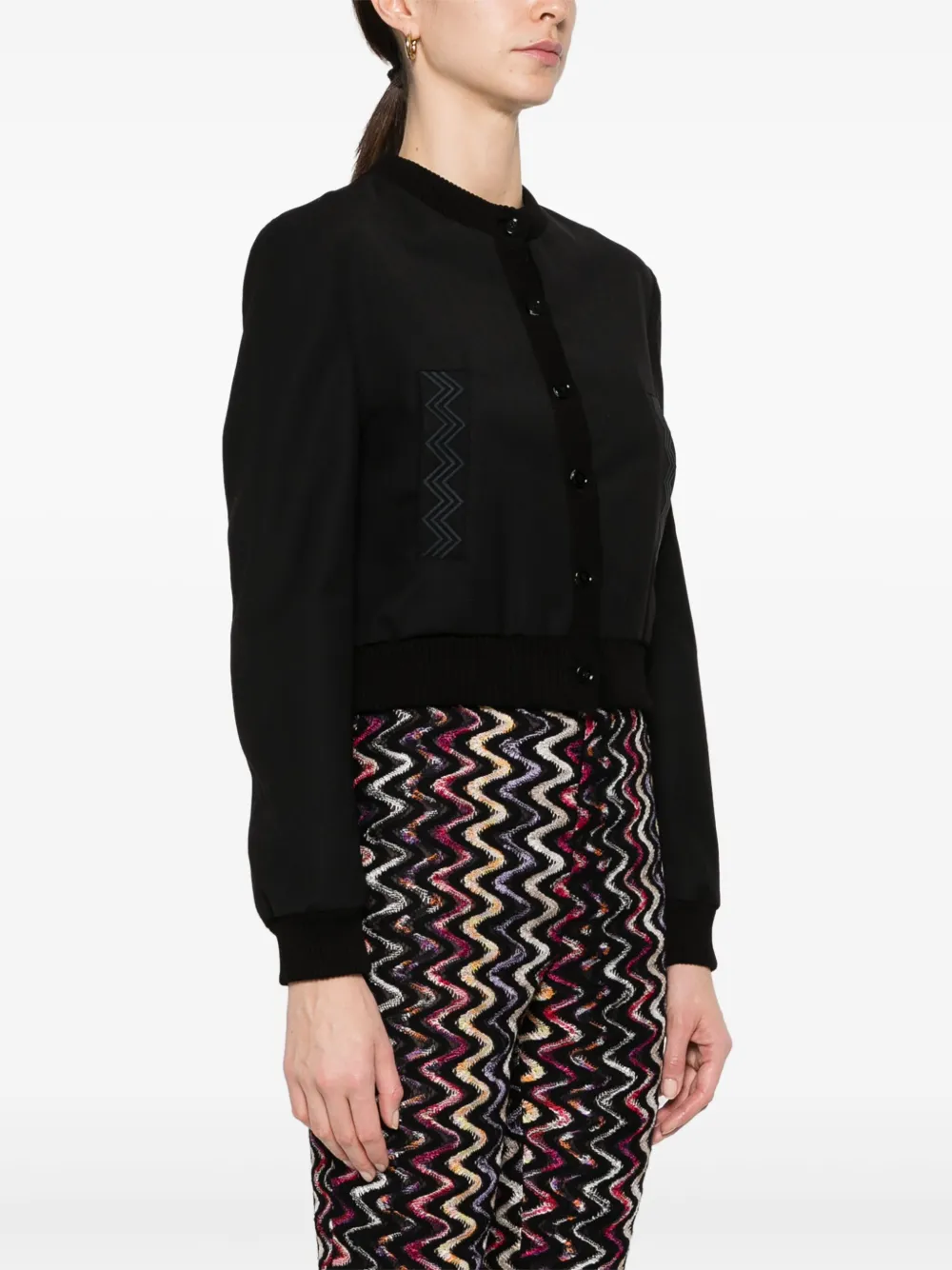 Shop Missoni Zigzag-embroidered Button-up Jacket In Schwarz