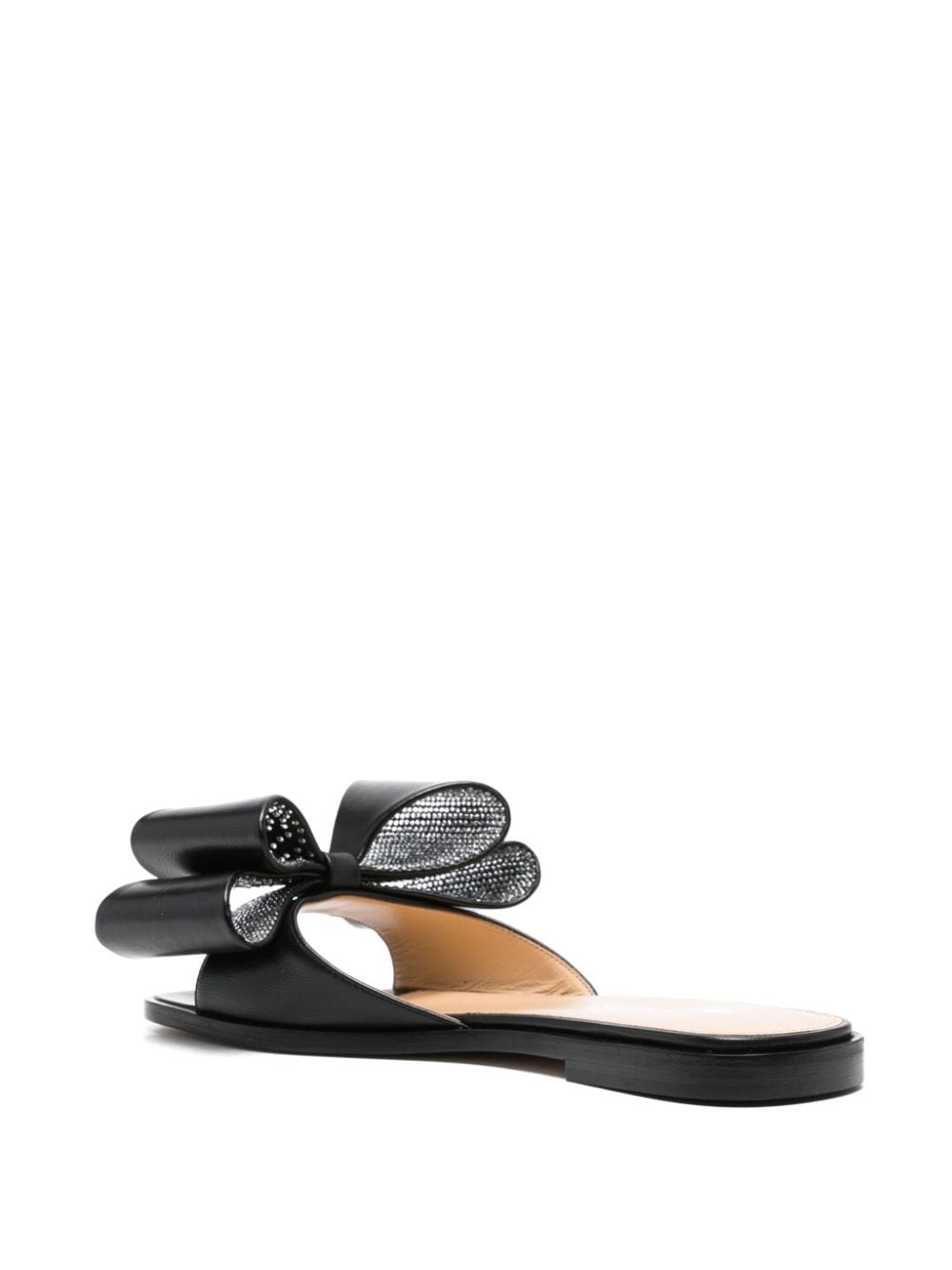 Shop Mach & Mach Bow-detail Leather Sandals In Black