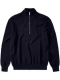 Closed half-zip ribbed-knit jumper - Blue