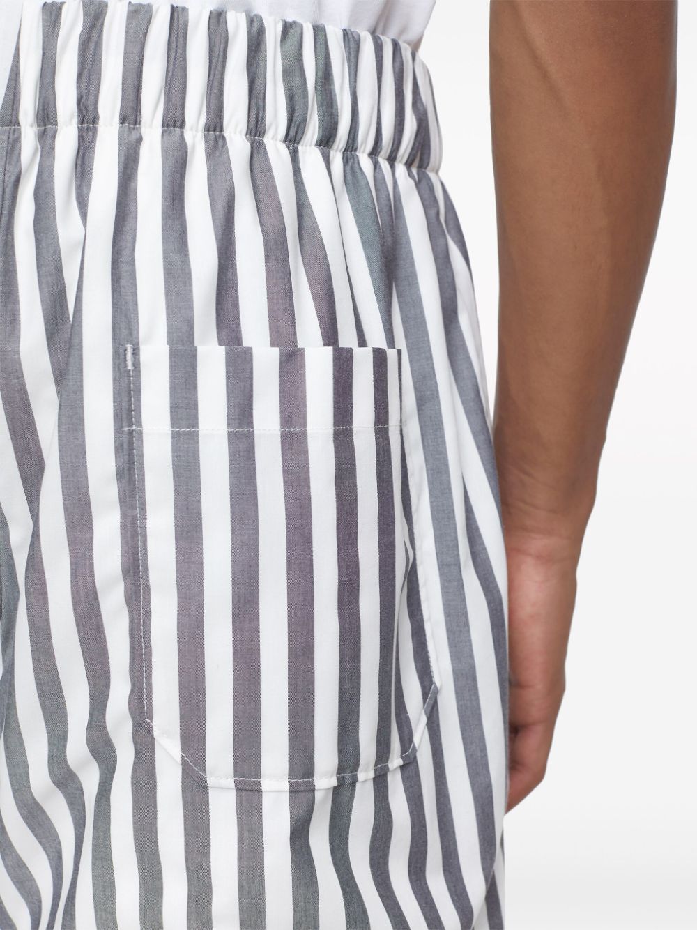 Shop Closed Striped Organic Cotton Deck Shorts In Grey