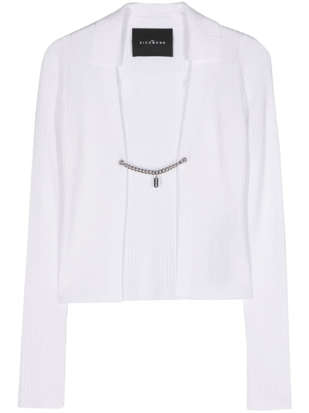 John Richmond Classic-collar Ribbed Cardigan In White