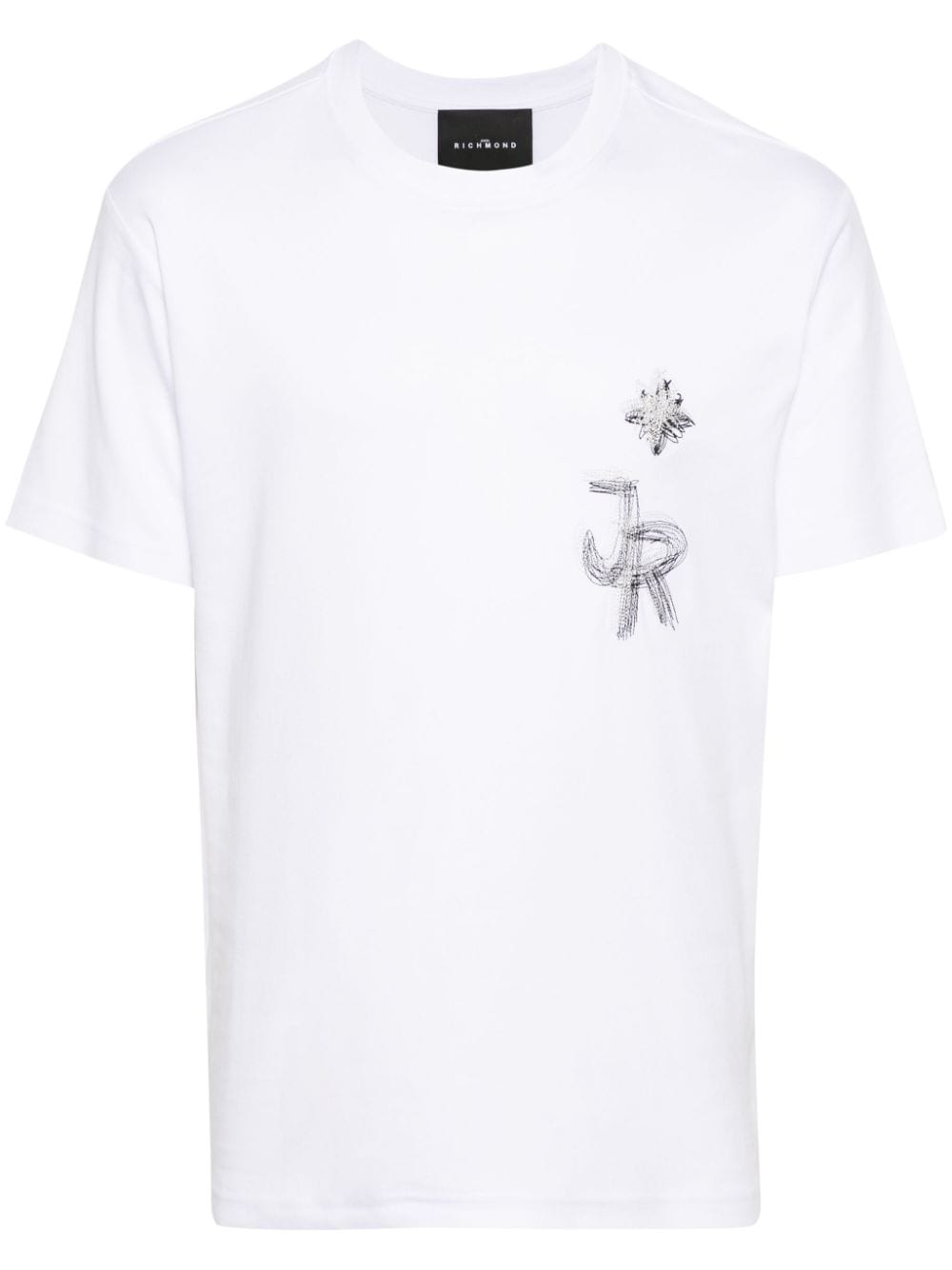 Shop John Richmond Logo-embroidered T-shirt In 白色