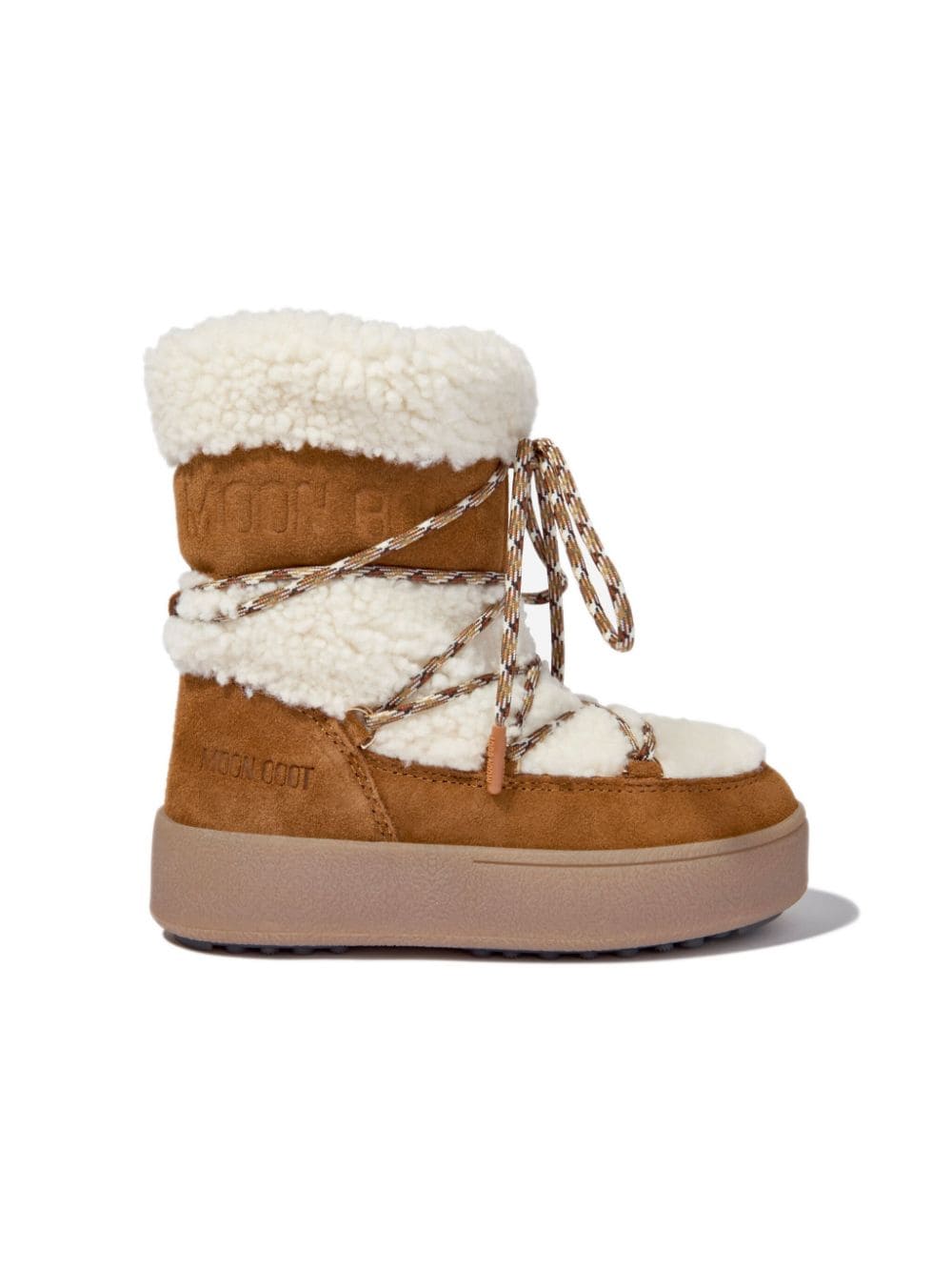 Shop Moon Boot Ltrack Tube Shearling Boots In Brown
