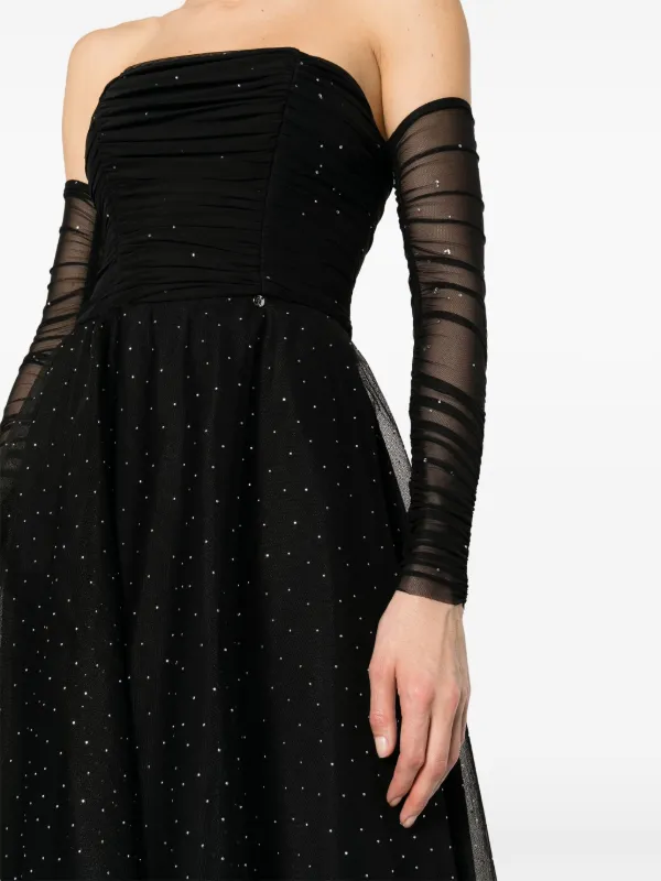 Marchesa Notte*美ドレープ*ビジュー*オフショルダードレス NISSA ビジュートリム オフショルダー ドレス | ブラック