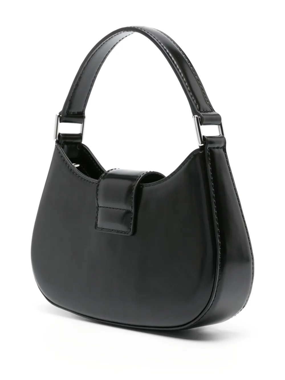 Self-portrait Black Hobo Bag With Swarowski Bow Detail In Glossy Leather Woman In Black