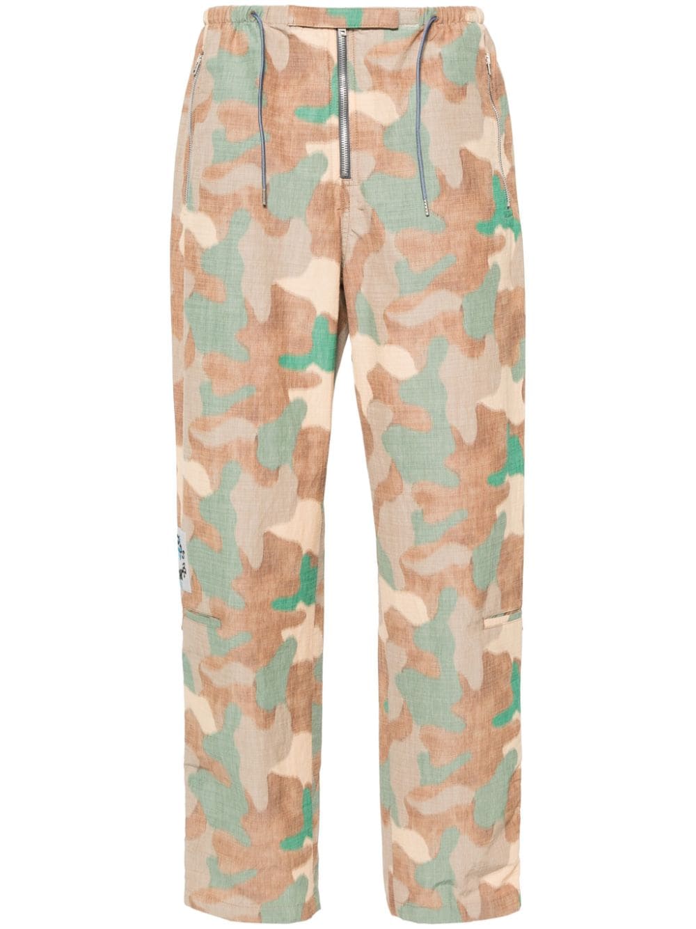 camouflage-pattern straight-leg trousers