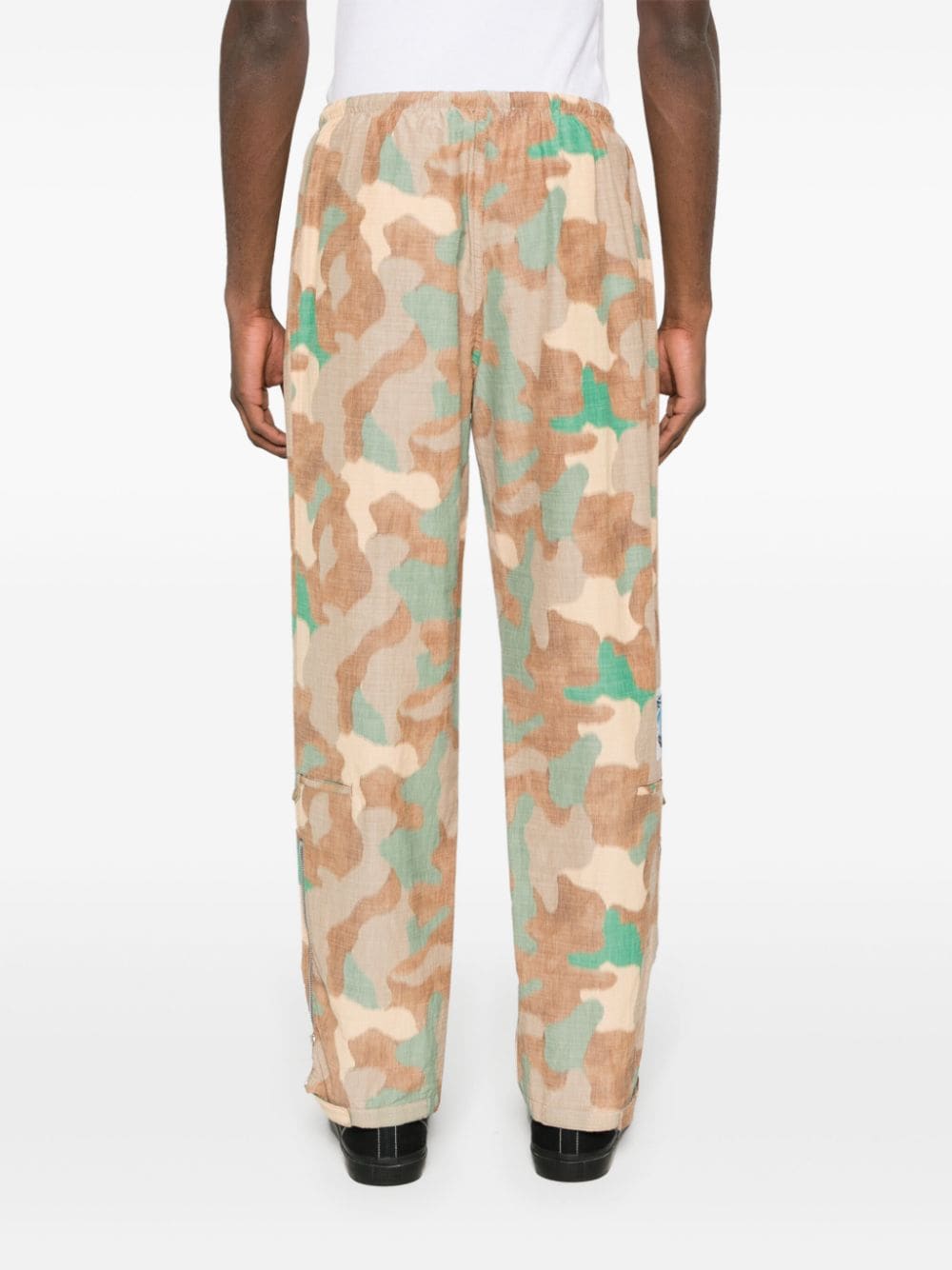 Shop Acne Studios Camouflage-pattern Straight-leg Trousers In Brown