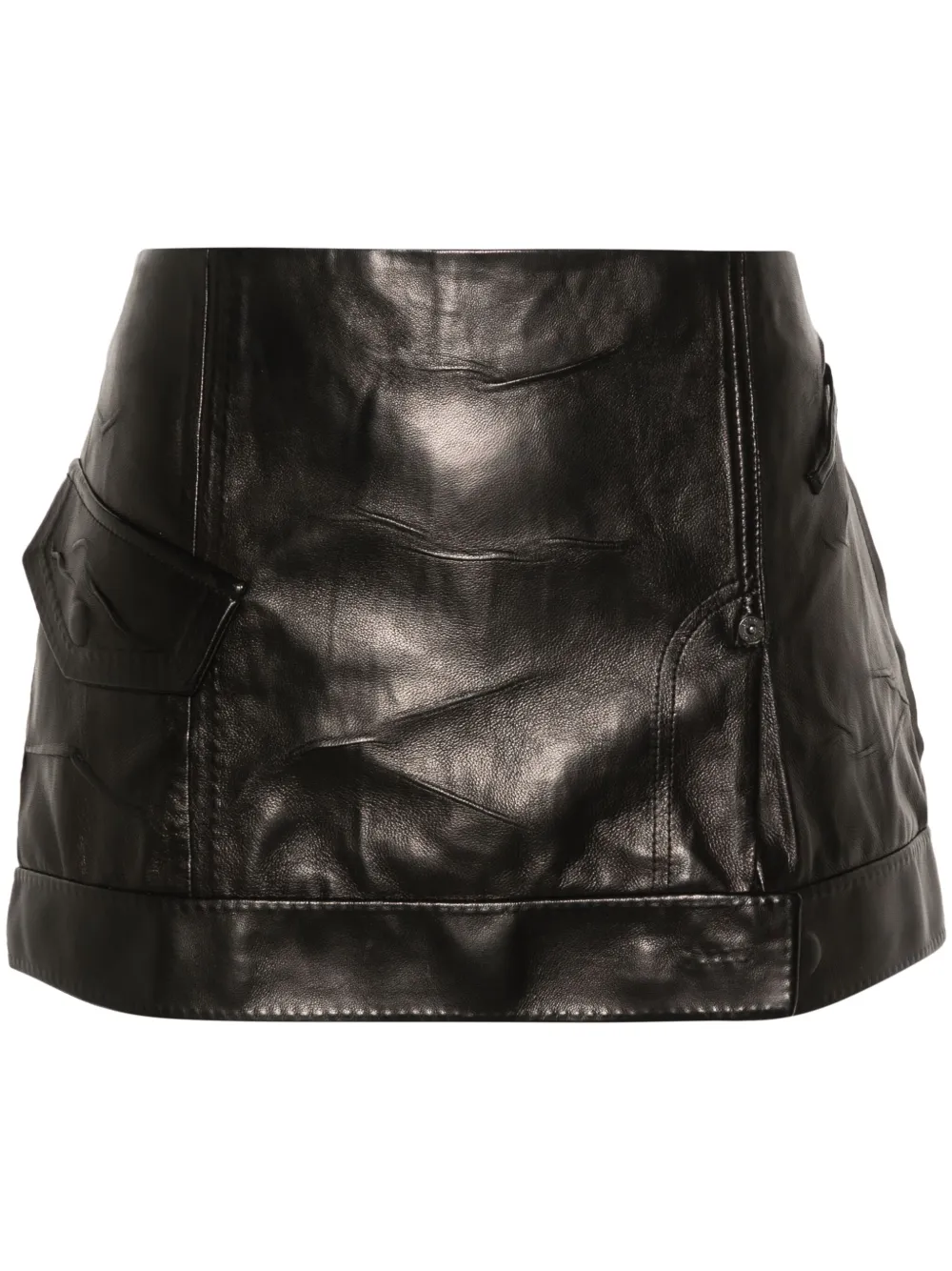 Acne Studios Leren rok met logopatch Zwart