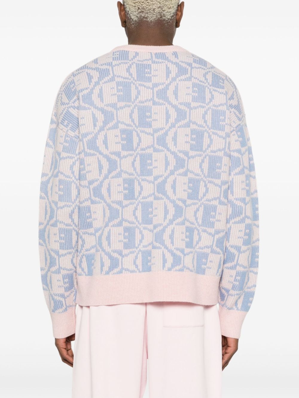 Shop Acne Studios Face Motif-jacquard Jumper In Pink