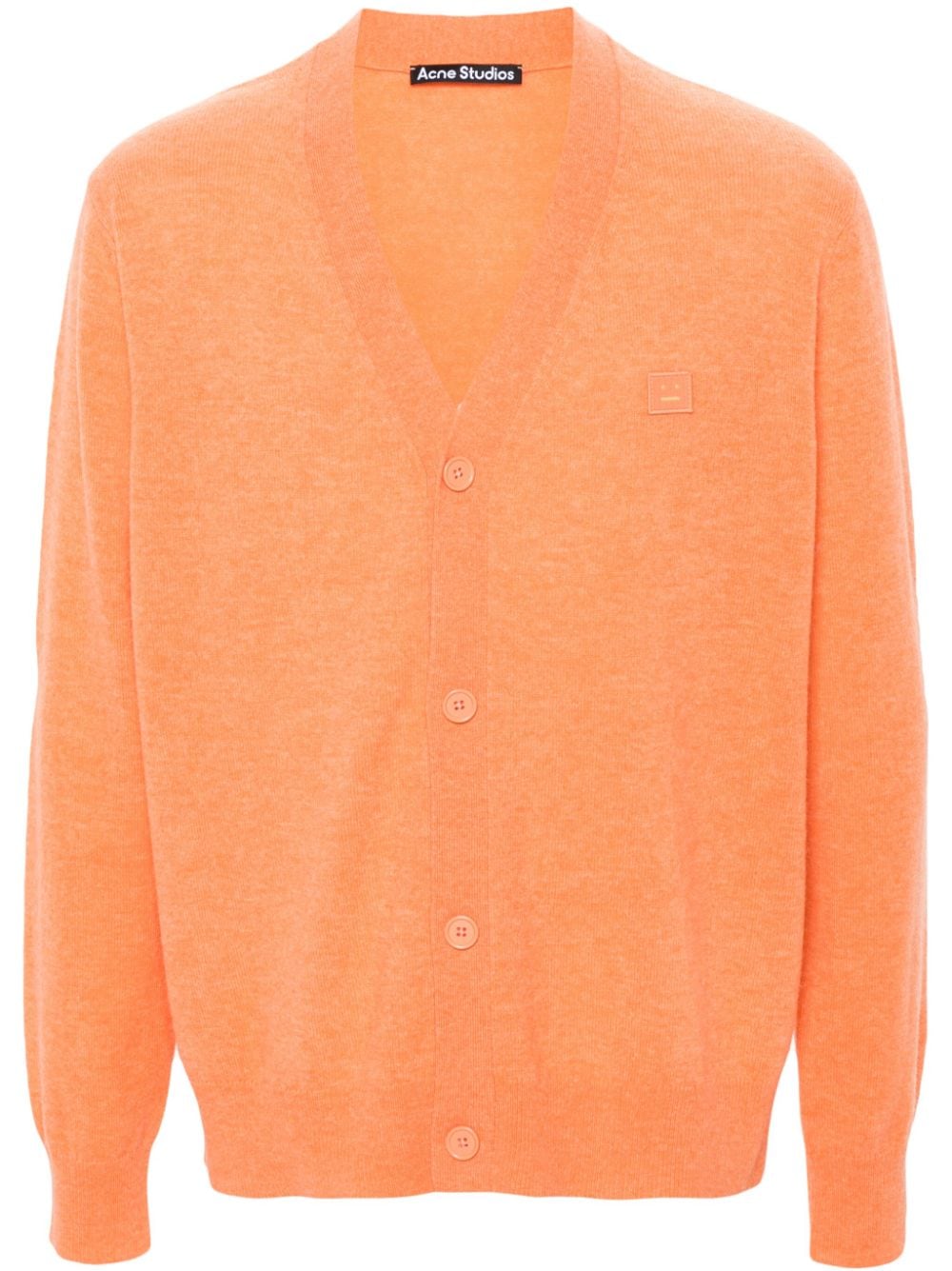 Acne Studios Face-patch Wool Cardigan In Orange