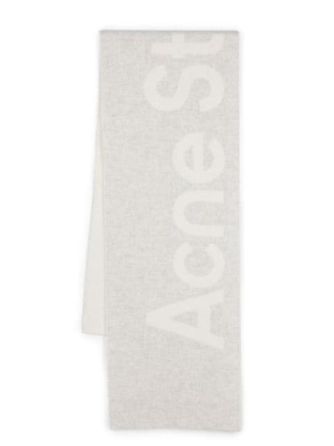 Acne Studios logo-jacquard brushed scarf