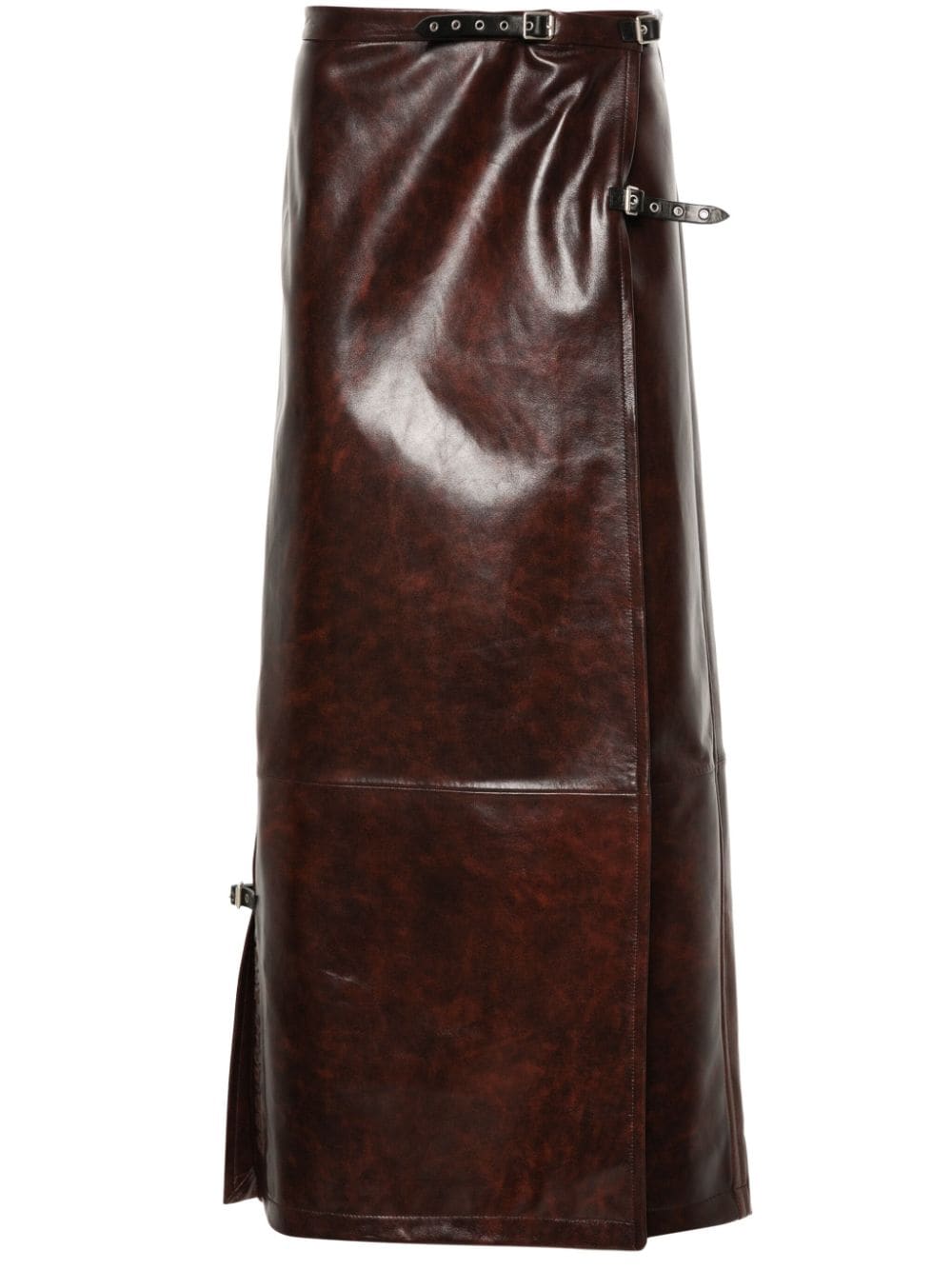 Acne Studios Maxi Leather Skirt In Brown