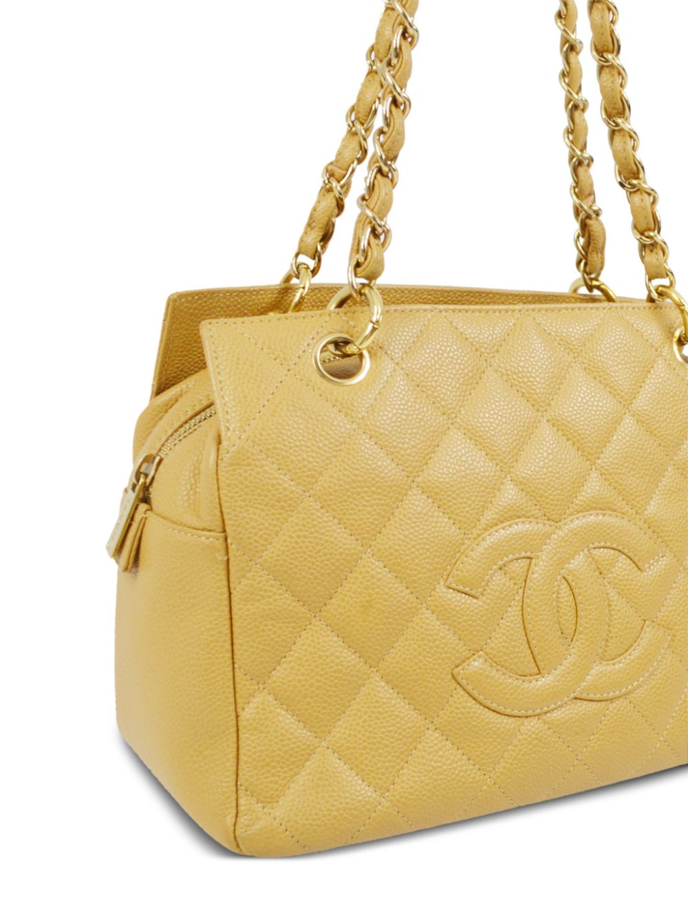 Pre-owned Chanel 2002 Petite Timeless Tote Bag In Yellow