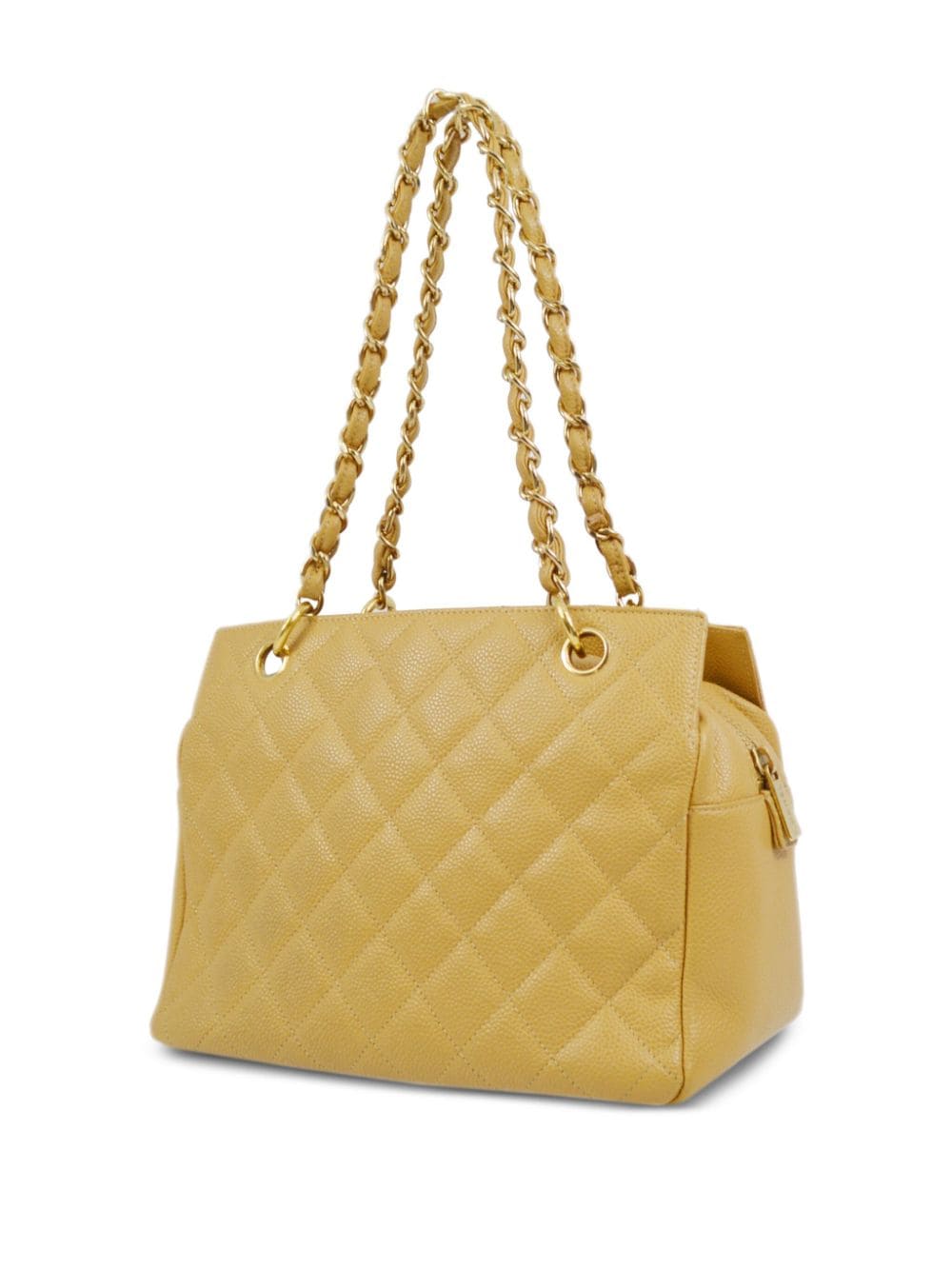 Pre-owned Chanel 2002 Petite Timeless Tote Bag In Yellow