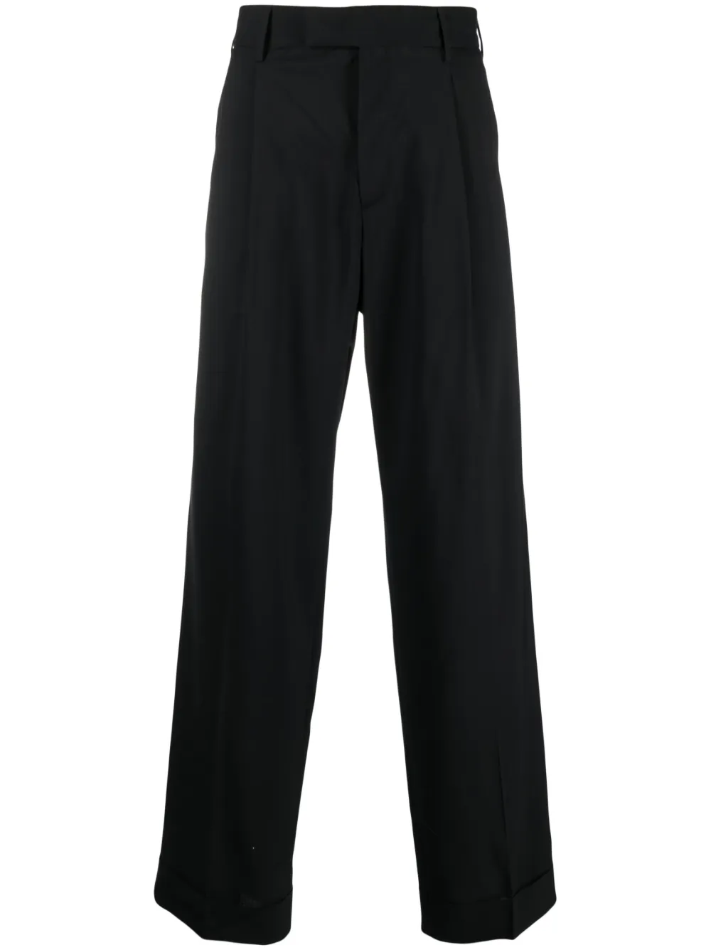 Pt Torino Tailored Straight-leg Wool Trousers In Black