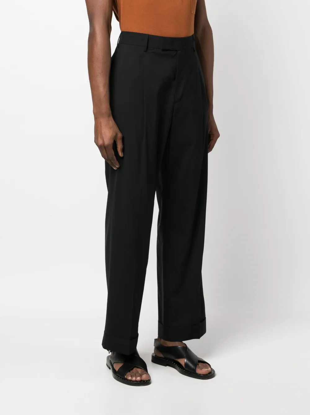 PT Torino Wollen straight pantalon Zwart