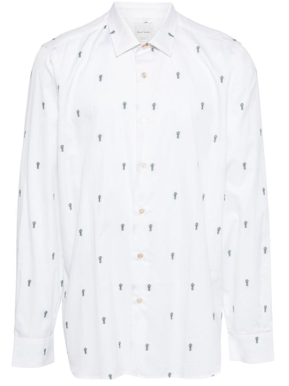 Paul Smith Cactus-embroidered Cotton Shirt In White