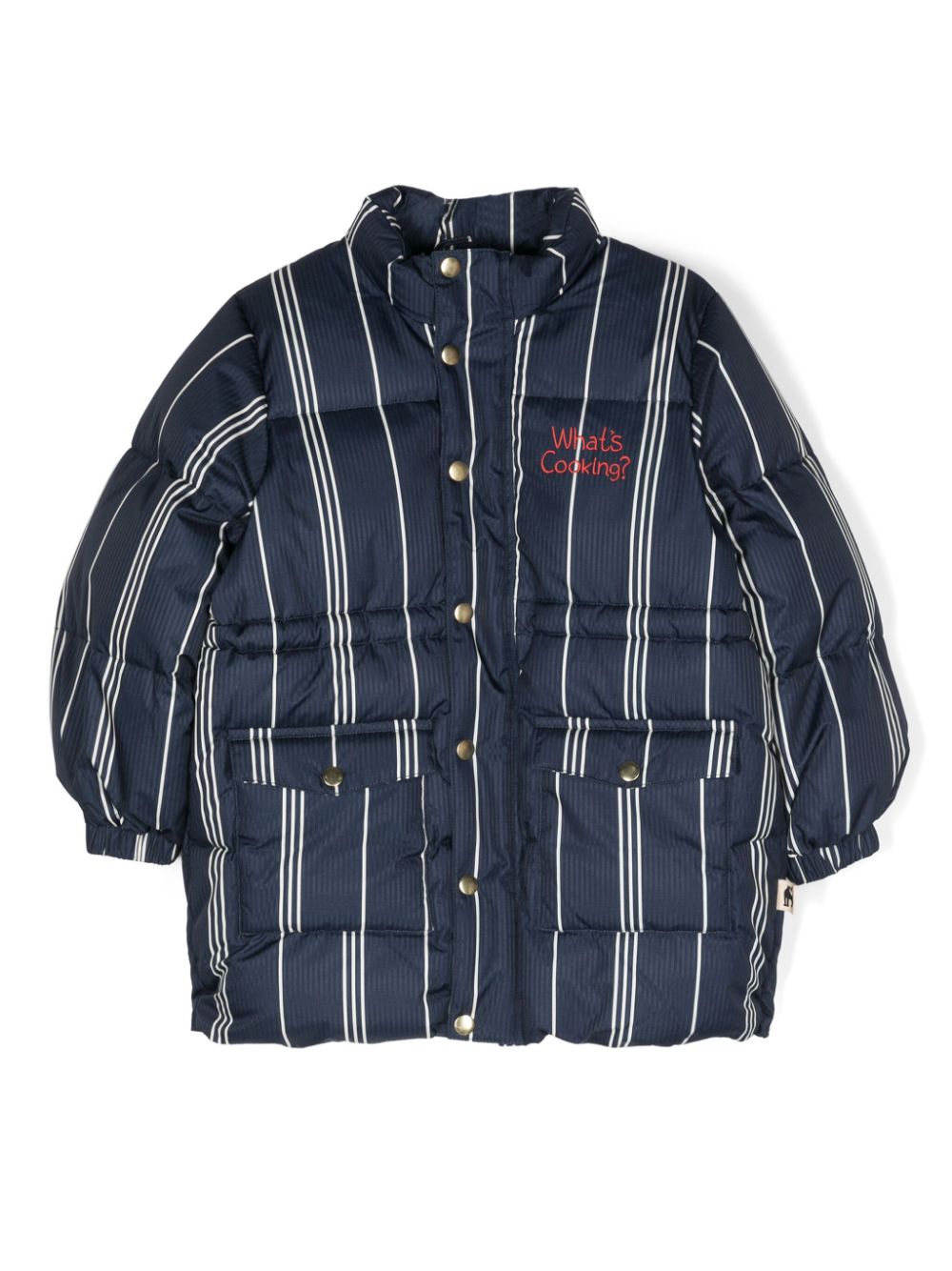 Mini Rodini Kids' Logo-embroidered Striped Jacket In Blue