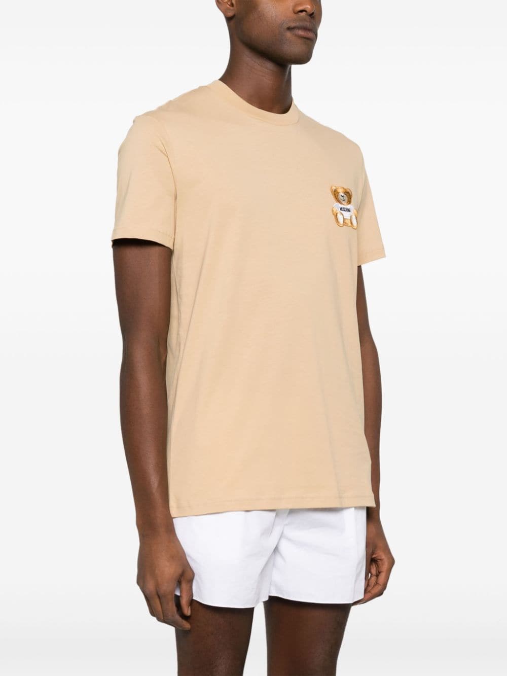 Moschino T-shirt met logo-applicatie Beige