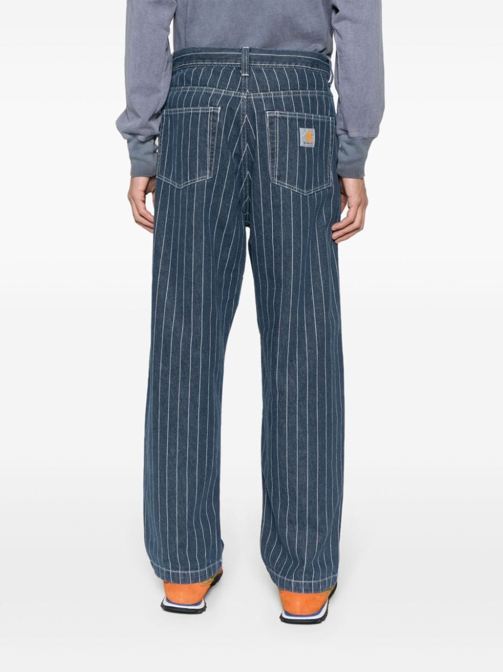 Shop Carhartt Orlean Pinstripe Jeans In Blue