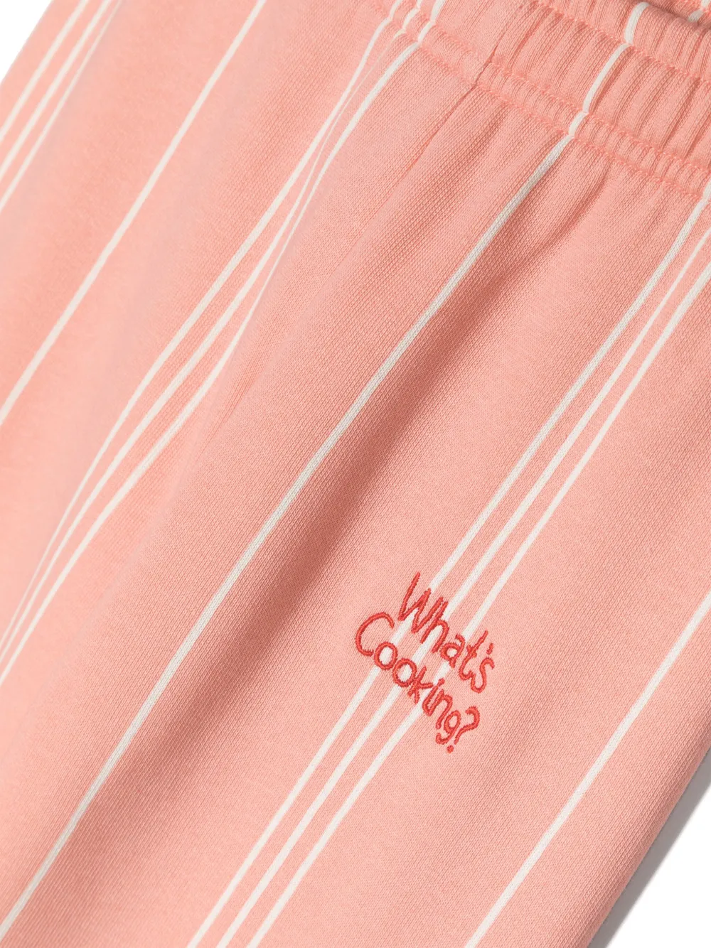 Mini Rodini Gestreepte trainingsbroek met geborduurd logo Roze