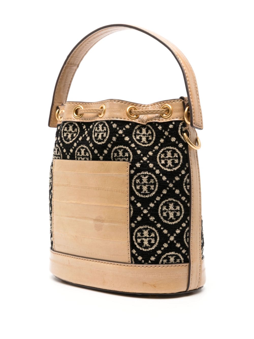 Shop Tory Burch Double T Bucket Bag In Black