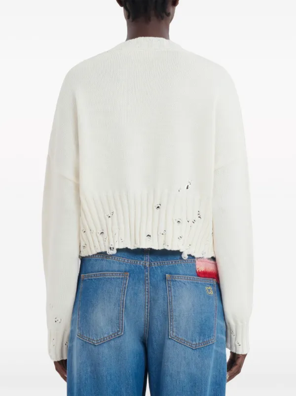 Marni ダメージ リブニット セーター | ホワイト | FARFETCH JP