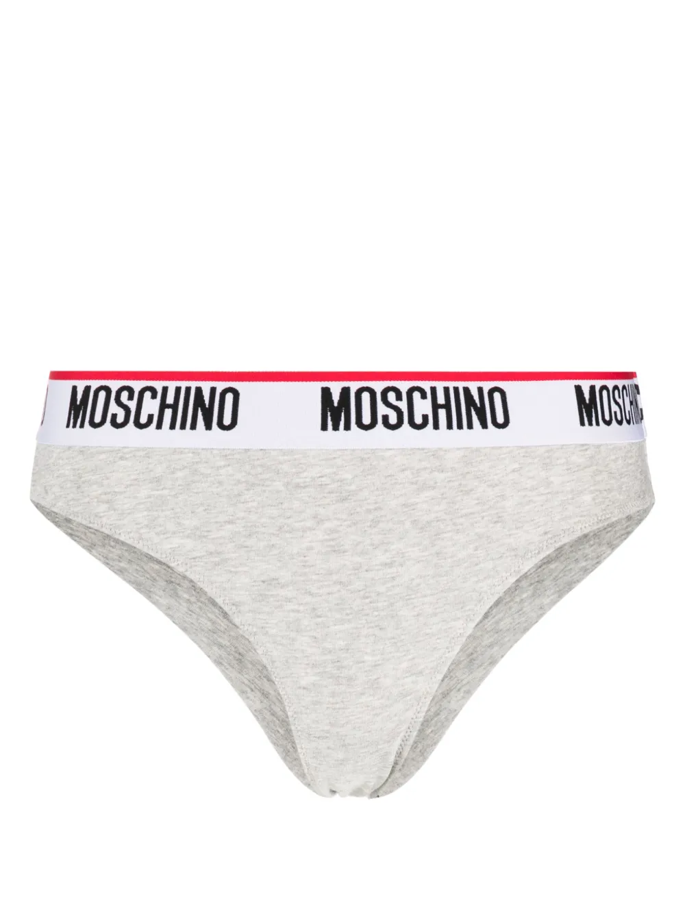 Shop Moschino Logo-waistband Cotton Briefs (pack Of Two) In Grey