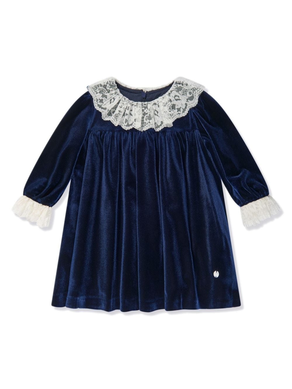 Patachou Babies' Lace-trim Velvet Dress In Blue