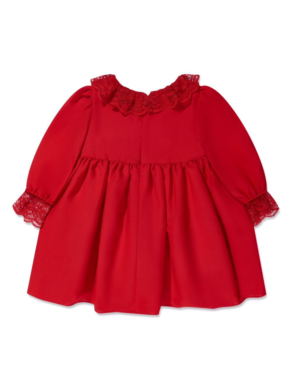 Patachou smocked-panel chiffon dress - Rood