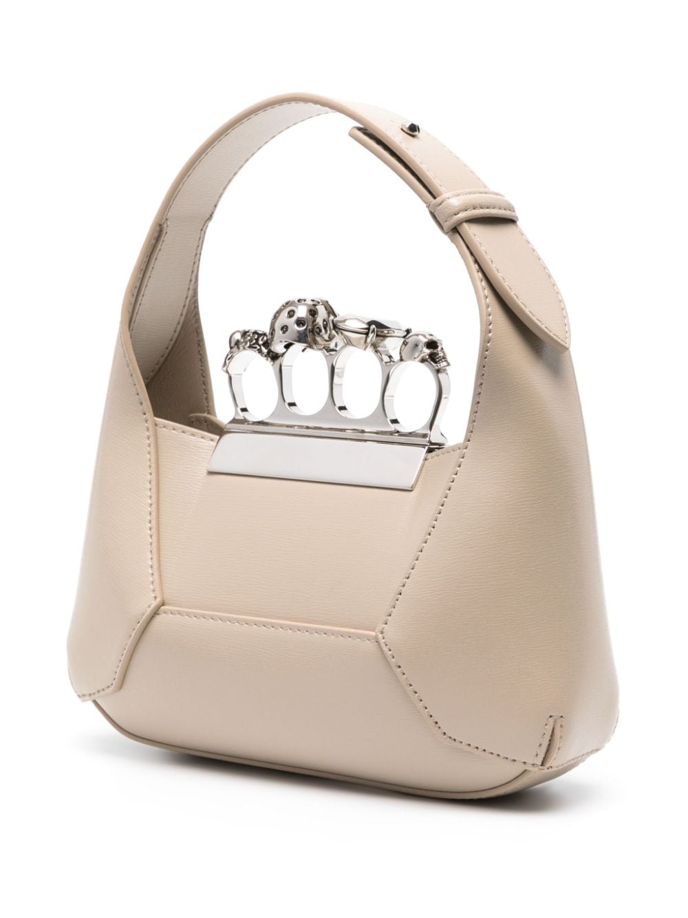 Shop Alexander Mcqueen Mini Jewelled Hobo Leather Bag In Nude